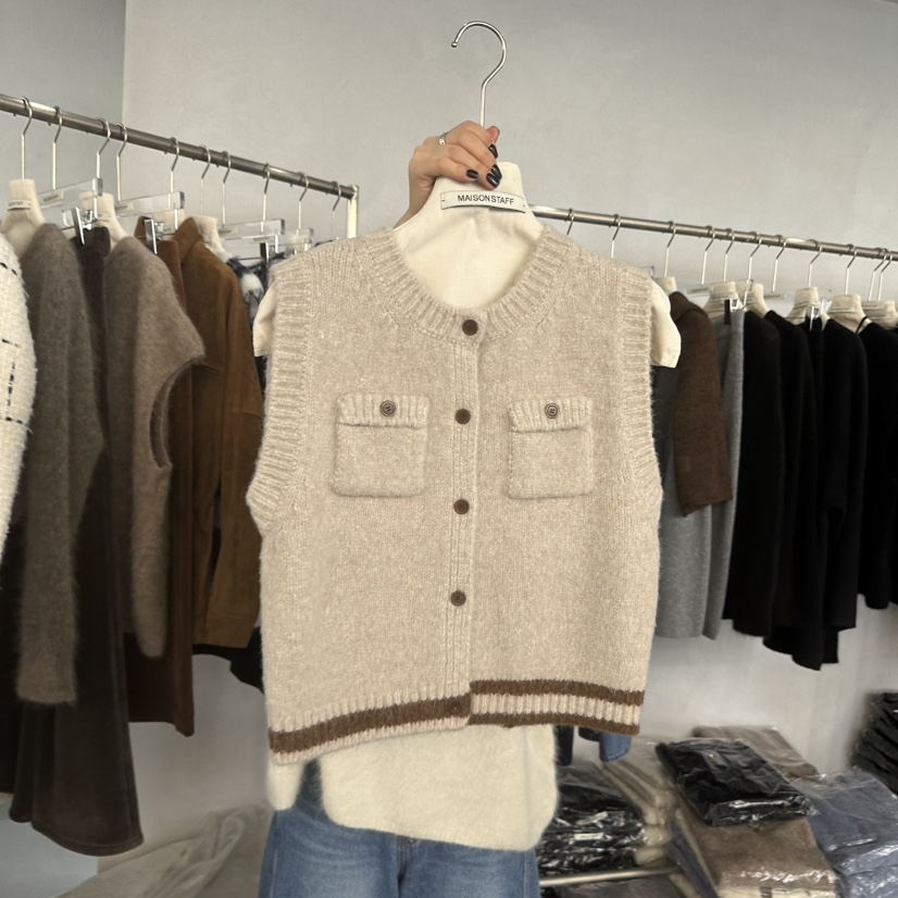 DOUBLE STANDARD/LE SMOKING/MAISONSTAFF韓國代購㊣女士新品休閑馬甲不含內搭口袋MAISONSTAFF馬甲