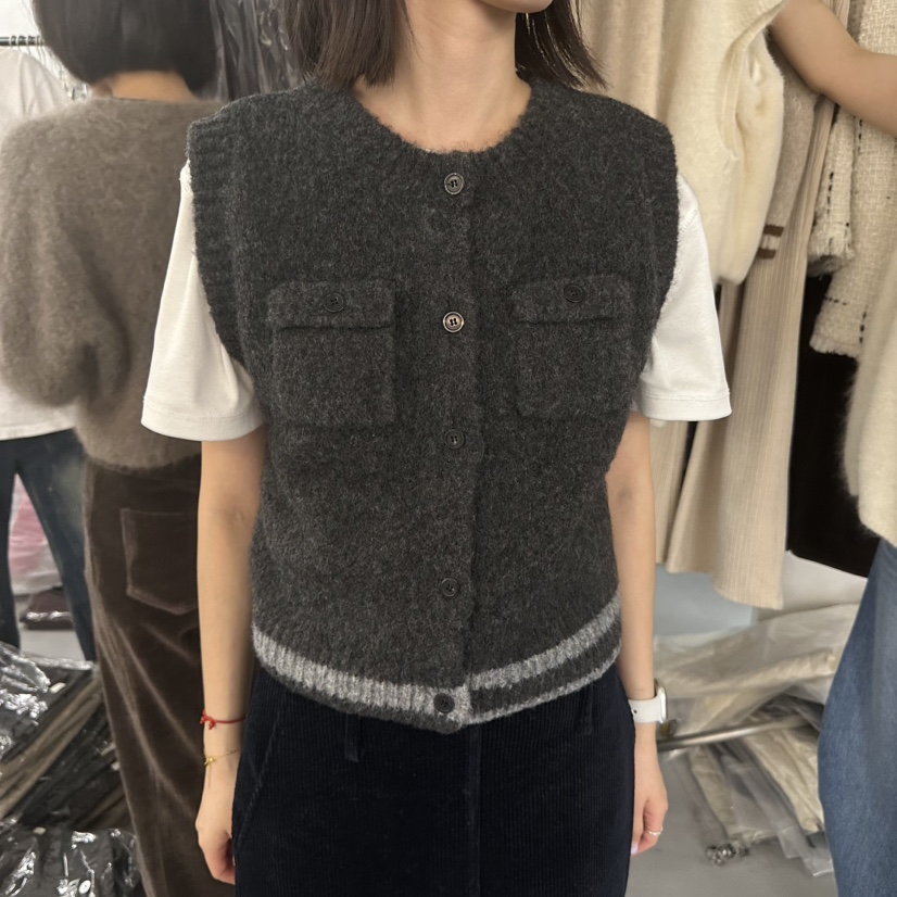 DOUBLE STANDARD/LE SMOKING/MAISONSTAFF韓國代購㊣女士新品休閑馬甲不含內搭口袋MAISONSTAFF馬甲圖色2