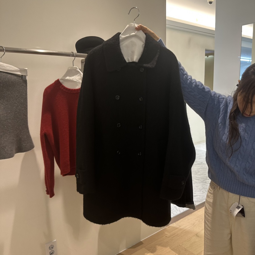 AGO韓國代購㊣女裝新品人氣休閑熱賣25秋冬中長款大衣羊駝毛AGO中長款大衣圖色2