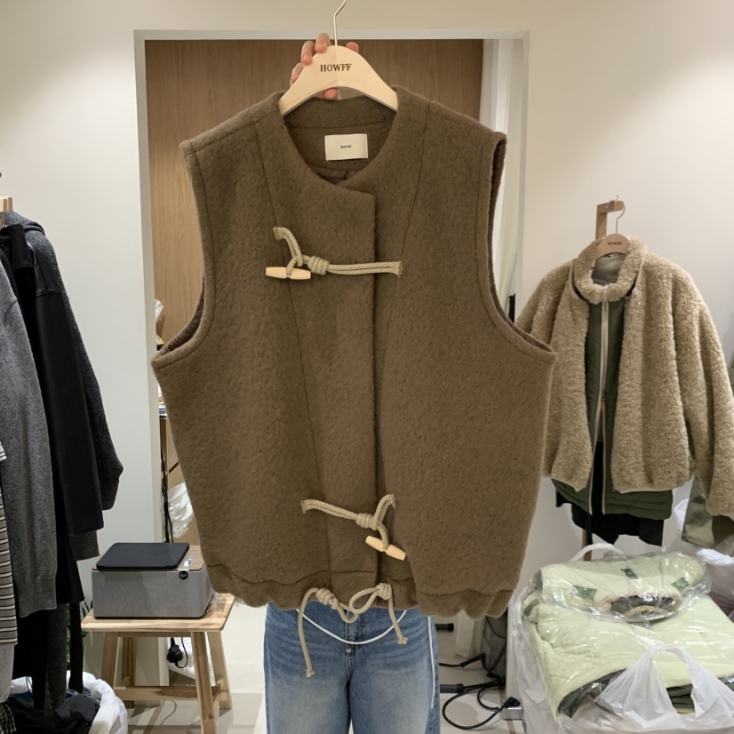 HOWFF東大門㊣實拍女裝新品25秋冬真品休閑馬甲不含內搭羊毛HOWFF馬甲圖色2