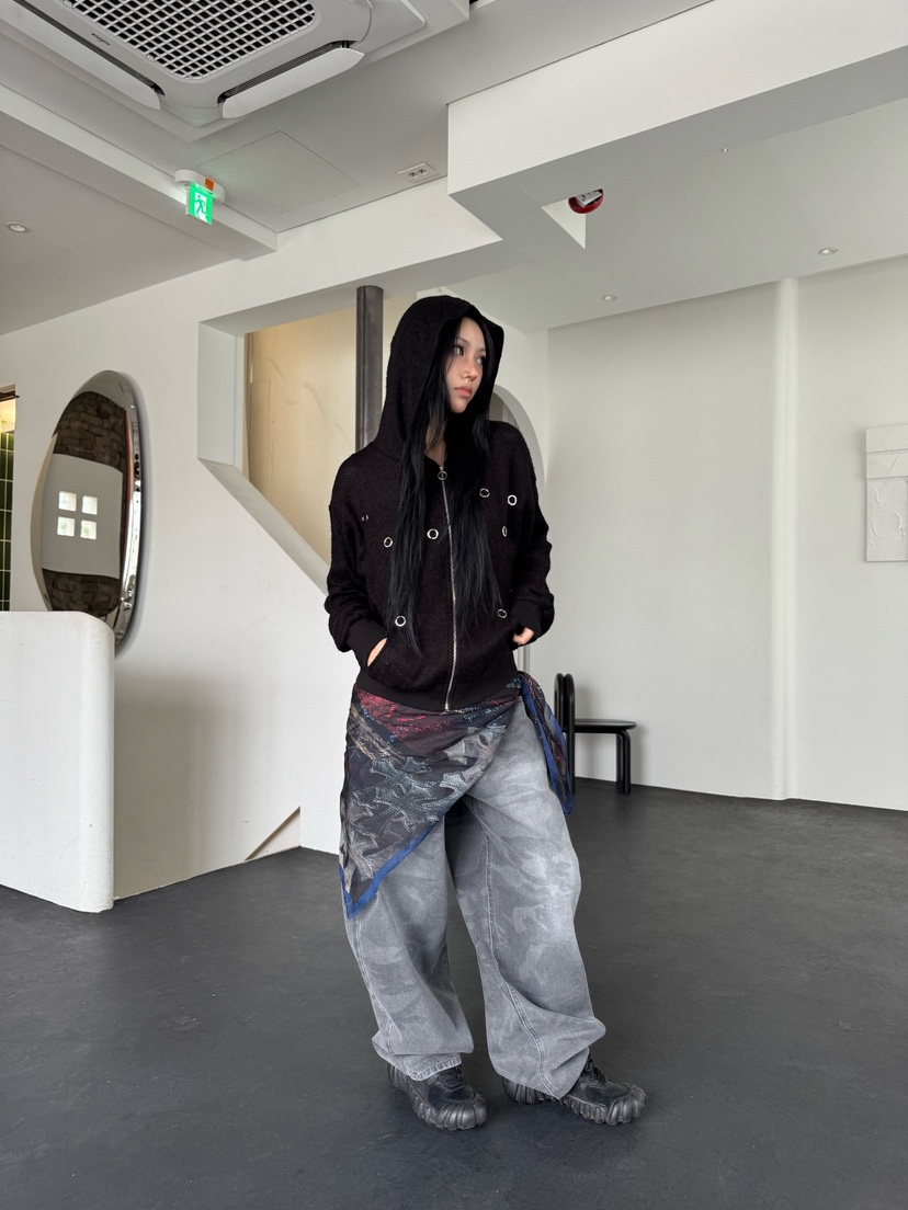 SEEOT東大門㊣直郵女裝新款推薦熱賣真品職業牛仔褲拉絨迷彩GGD牛仔褲
