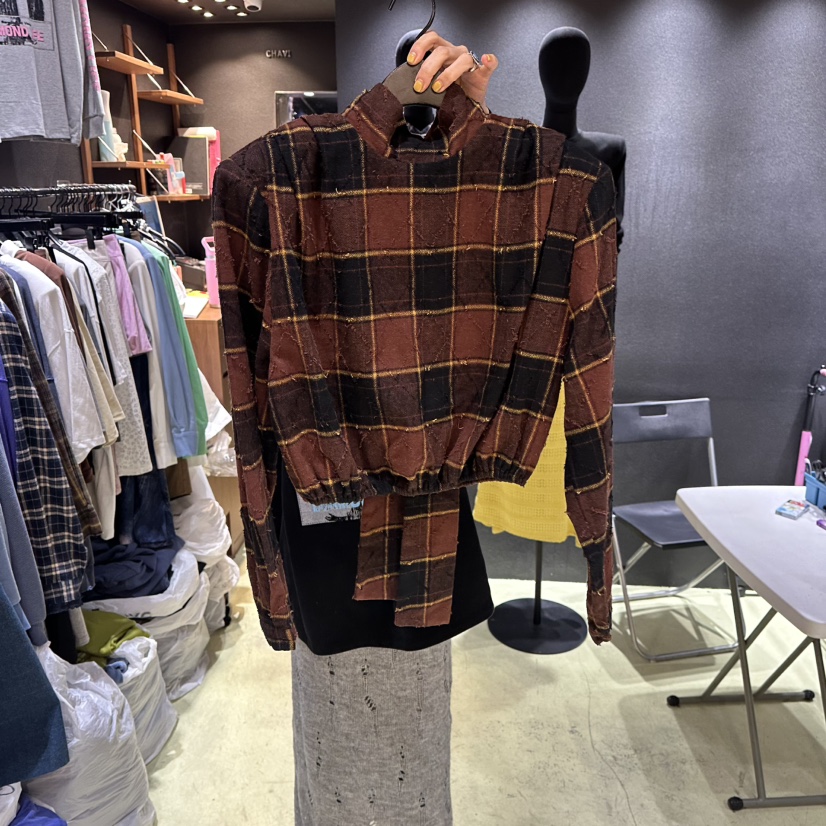CHAVI韓國直郵㊣女裝新品時尚職業休閑推薦25秋冬襯衫蕾絲衫CHAVI襯衫/蕾絲衫圖色2
