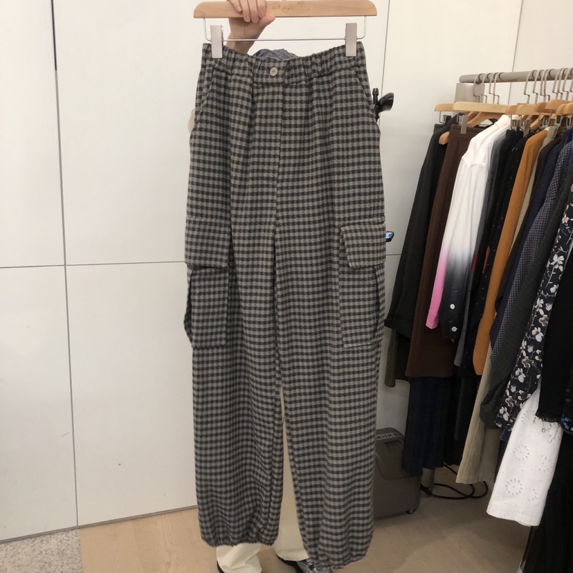 DOHWAJI東大門㊣實拍女裝新品休閑人氣休閑褲工裝褲羊毛格紋DOHWAJI休閑褲