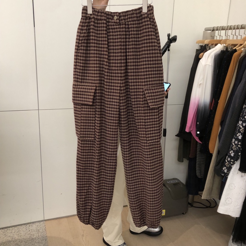 DOHWAJI東大門㊣實拍女裝新品休閑人氣休閑褲工裝褲羊毛格紋DOHWAJI休閑褲圖色2
