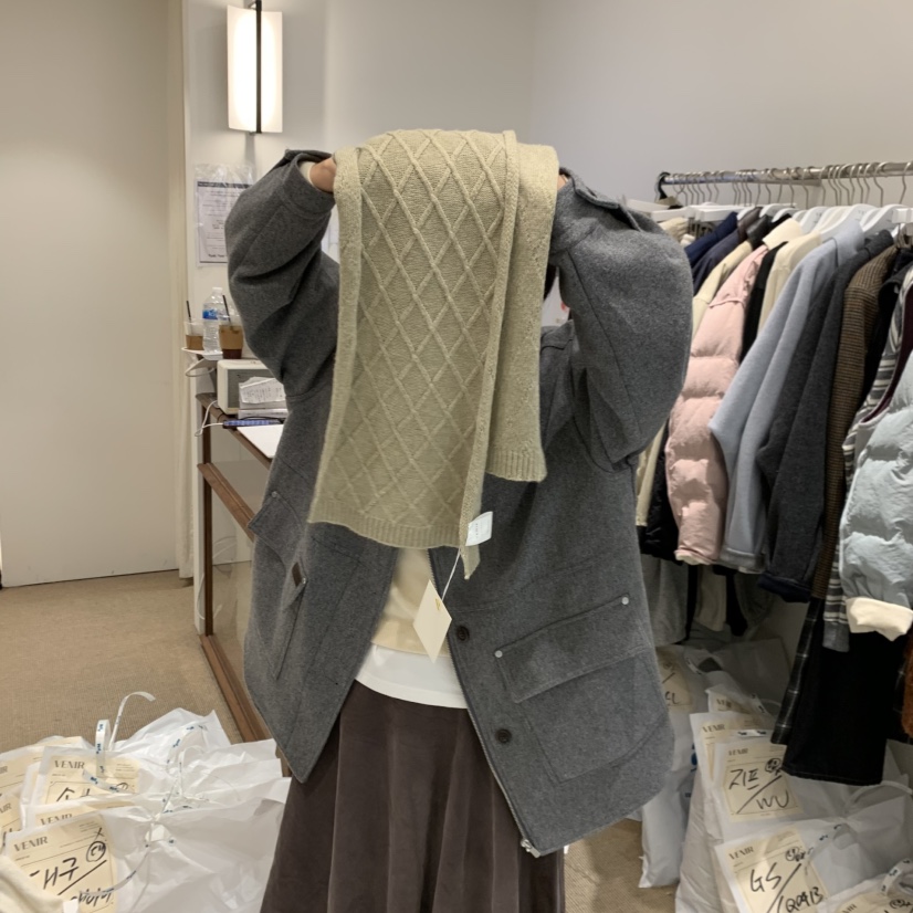 VENIR-a韓國代購㊣女裝新品25秋冬時尚人氣圍巾披肩羊絨圍巾VENIR-a圍巾/披肩圖色3