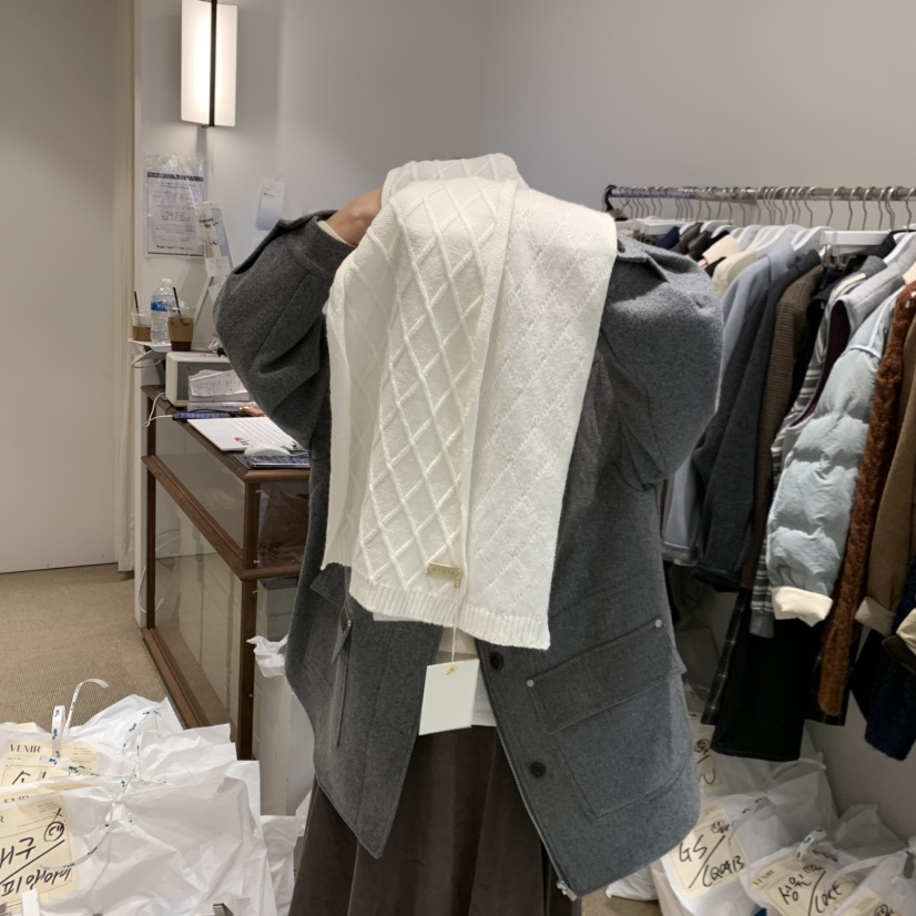 VENIR-a韓國代購㊣女裝新品25秋冬時尚人氣圍巾披肩羊絨圍巾VENIR-a圍巾/披肩圖色6