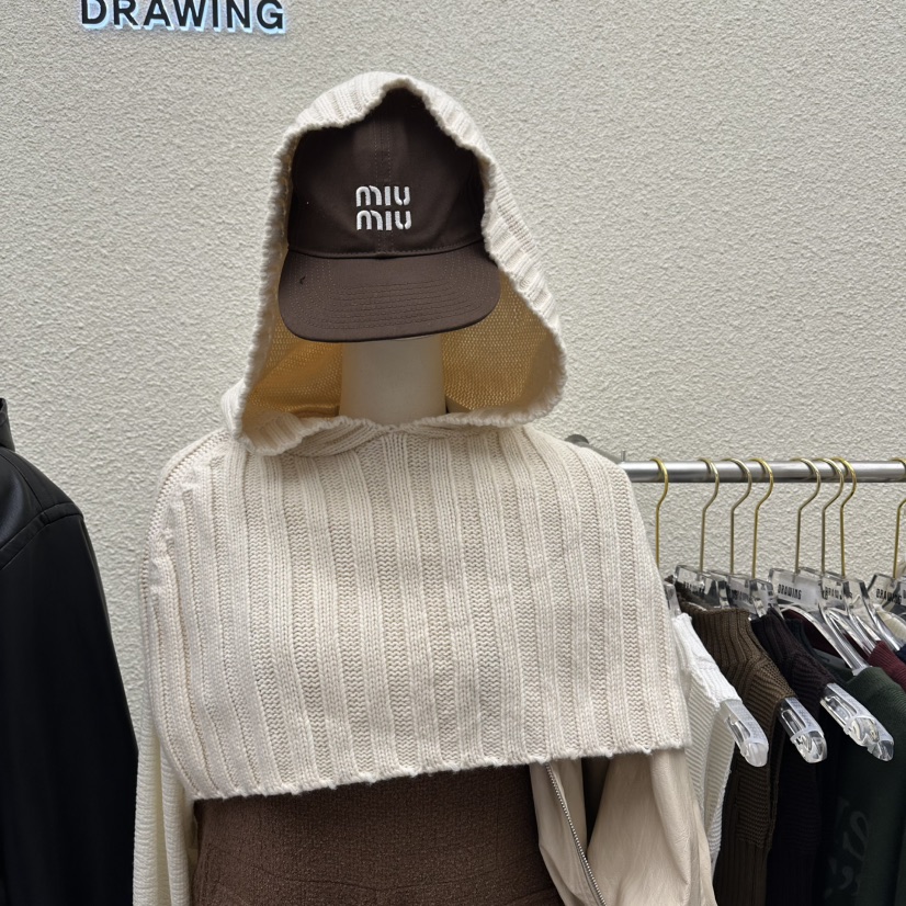 DRAWING韓國直郵㊣女裝新品時尚休閑推薦熱賣圍巾披肩披肩連帽DRAWING圍巾/披肩