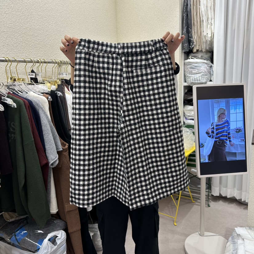 DRAWING韓國直郵㊣女裝新款時尚休閑職業熱賣推薦25秋冬短褲格紋DRAWING短褲