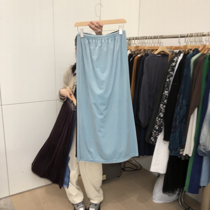 DOHWAJI韓國代購㊣女裝新款25秋冬真品半身裙中短裙天鵝絨開衩DOHWAJI半身裙/中短裙圖色7
