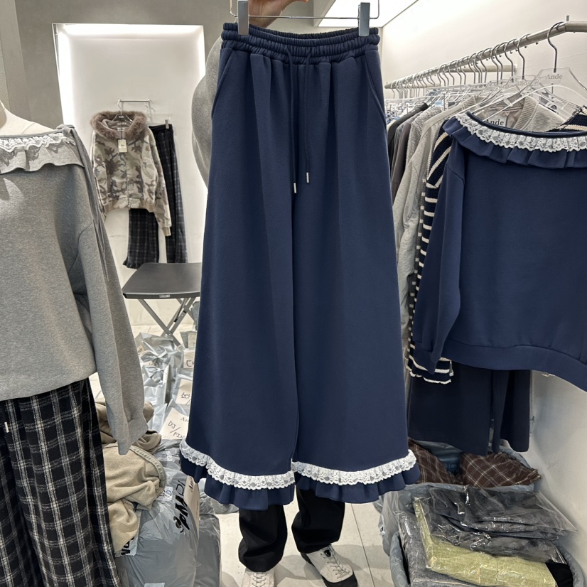 ANDE韓國直郵㊣女士新品熱賣推薦25秋冬真品職業休閑褲荷葉邊Ande休閑褲圖色2