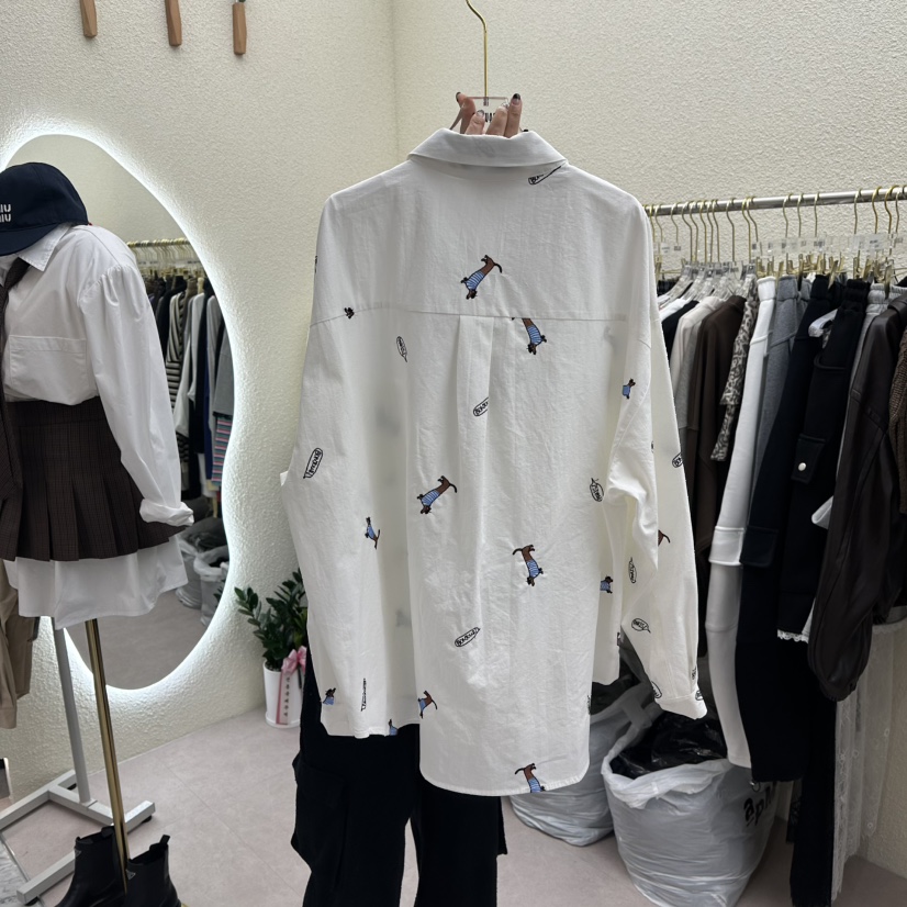 DRAWING東大門㊣代購女裝新品職業25秋冬襯衫蕾絲衫不含領帶刺繡DRAWING襯衫/蕾絲衫