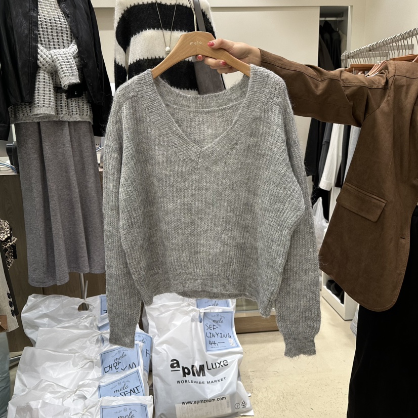 MELO東大門㊣直郵女裝新品時尚休閑真品25秋冬人氣推薦毛衣V領MELO毛衣