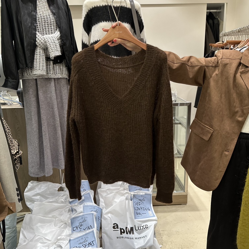 MELO東大門㊣直郵女裝新品時尚休閑真品25秋冬人氣推薦毛衣V領MELO毛衣圖色3