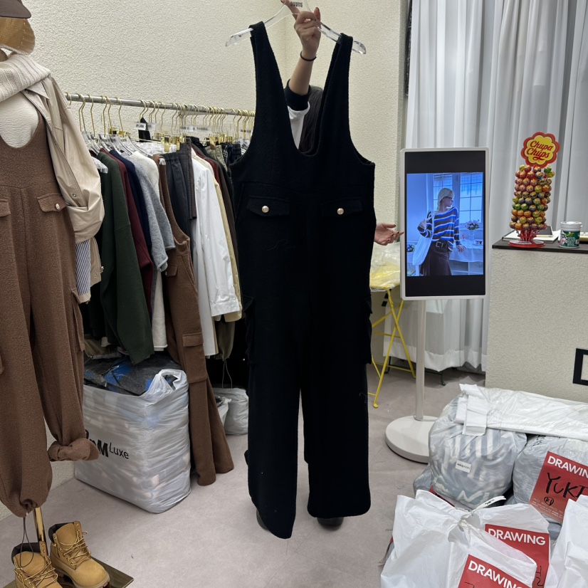 DRAWING東大門㊣直郵女裝新品熱賣25秋冬推薦人氣連體褲粗花呢DRAWING連體褲圖色2