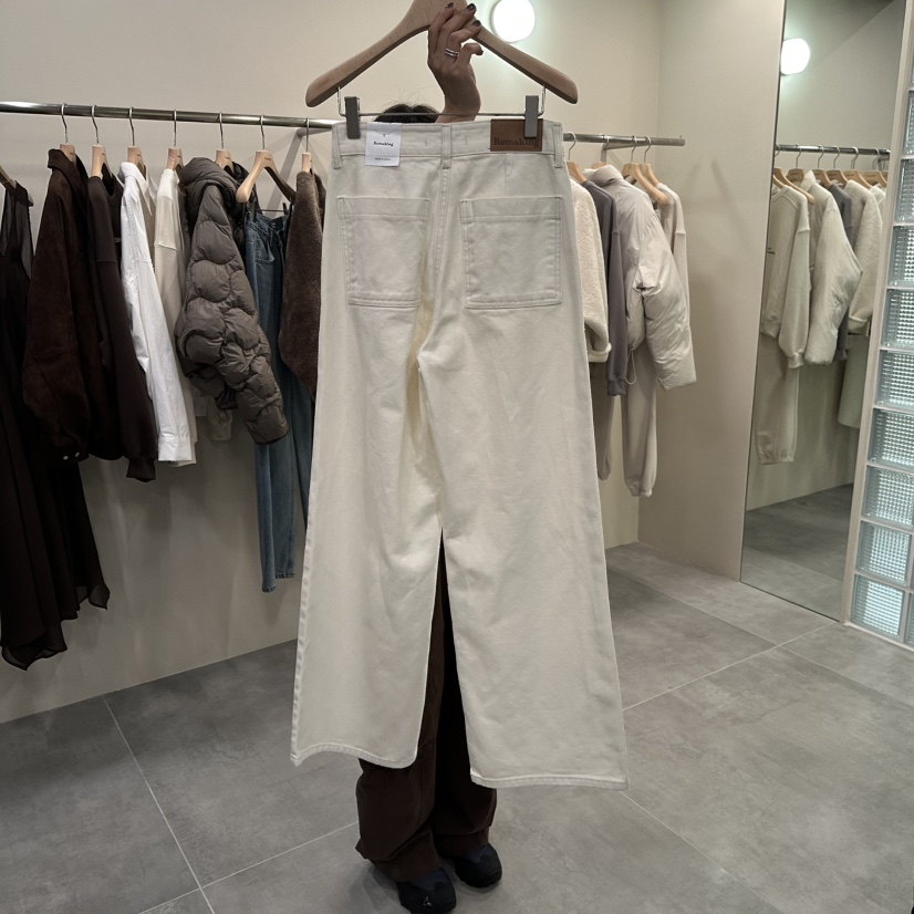URBANSTORY/REMAKING東大門㊣實拍女裝新款職業休閑褲奶油色口袋羊毛Remaking/URBANSTORY休閑褲