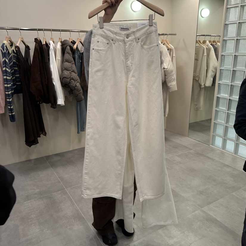 URBANSTORY/REMAKING東大門㊣實拍女裝新款職業休閑褲奶油色口袋羊毛Remaking/URBANSTORY休閑褲