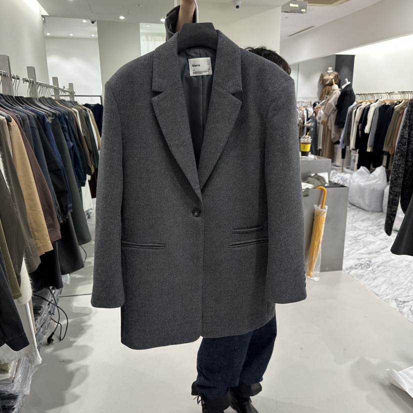 DIARRA東大門㊣代購女裝新品職業25秋冬熱賣推薦人氣夾克羊毛DIARRA夾克圖色2黑色