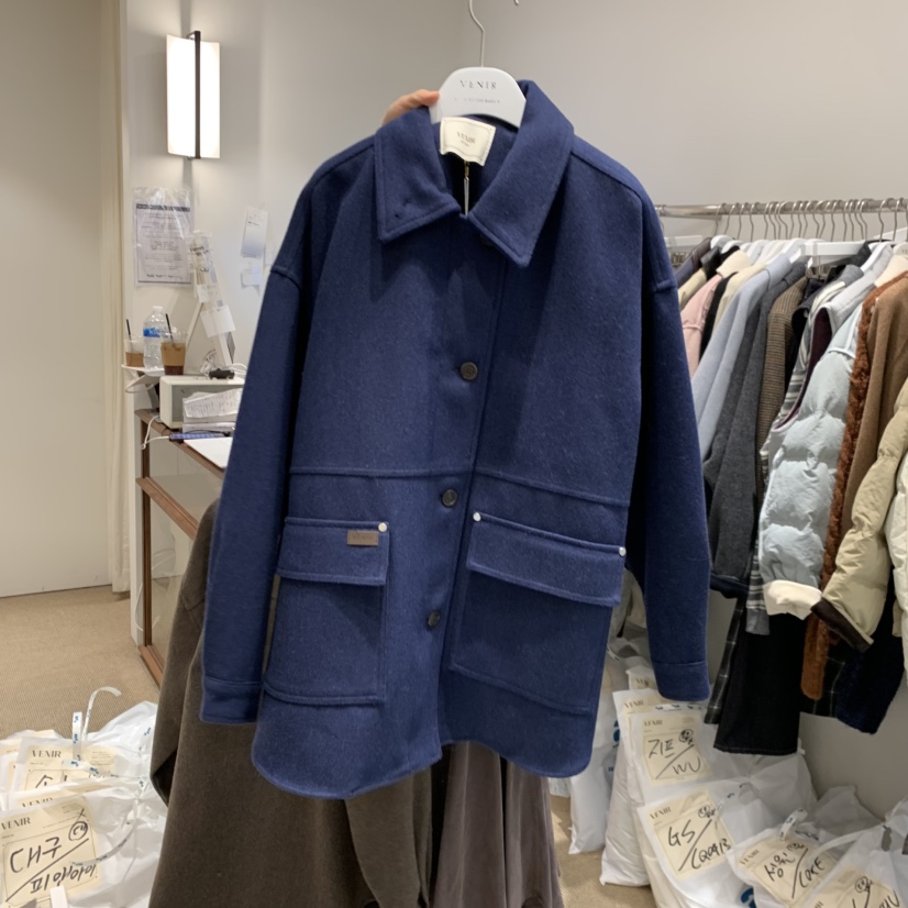 VENIR-a東大門㊣代購女裝新款熱賣25秋冬真品時尚短款大衣VENIR-a短款大衣圖色2