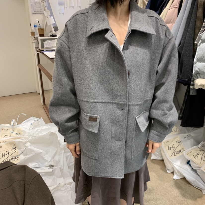 VENIR-a東大門㊣代購女裝新款熱賣25秋冬真品時尚短款大衣VENIR-a短款大衣圖色3