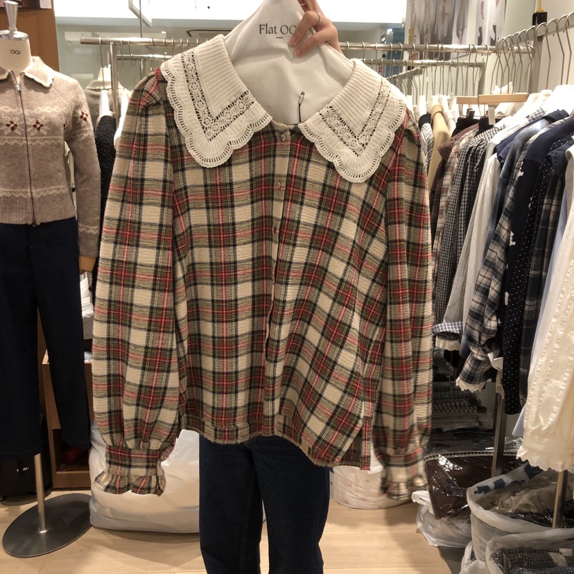 OGI東大門㊣直郵女裝新品推薦25秋冬人氣熱賣時尚襯衫蕾絲衫FLat OGI襯衫/蕾絲衫圖色2