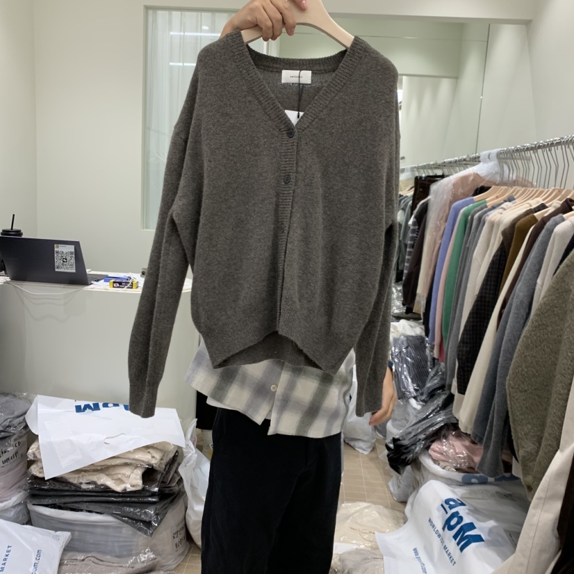 AMY GRACE韓國代購㊣女裝新品休閑時尚真品針織衫開衫紐扣AMY GRACE針織衫圖色2