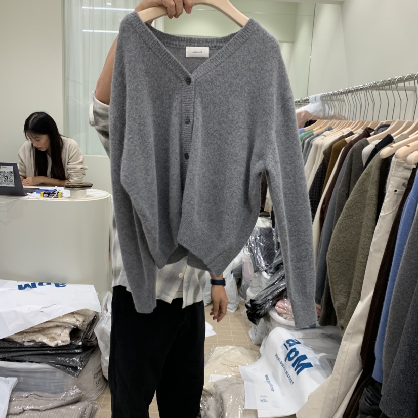 AMY GRACE韓國代購㊣女裝新品休閑時尚真品針織衫開衫紐扣AMY GRACE針織衫圖色3