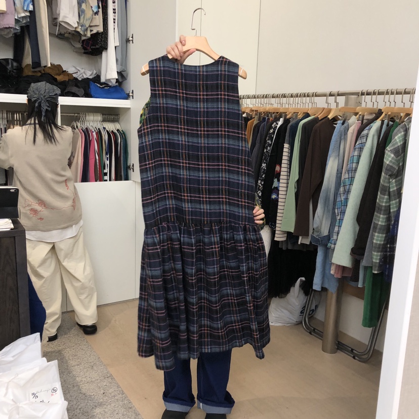 DOHWAJI東大門㊣代購女士新款真品時尚職業熱賣25秋冬連衣裙格紋DOHWAJI連衣裙