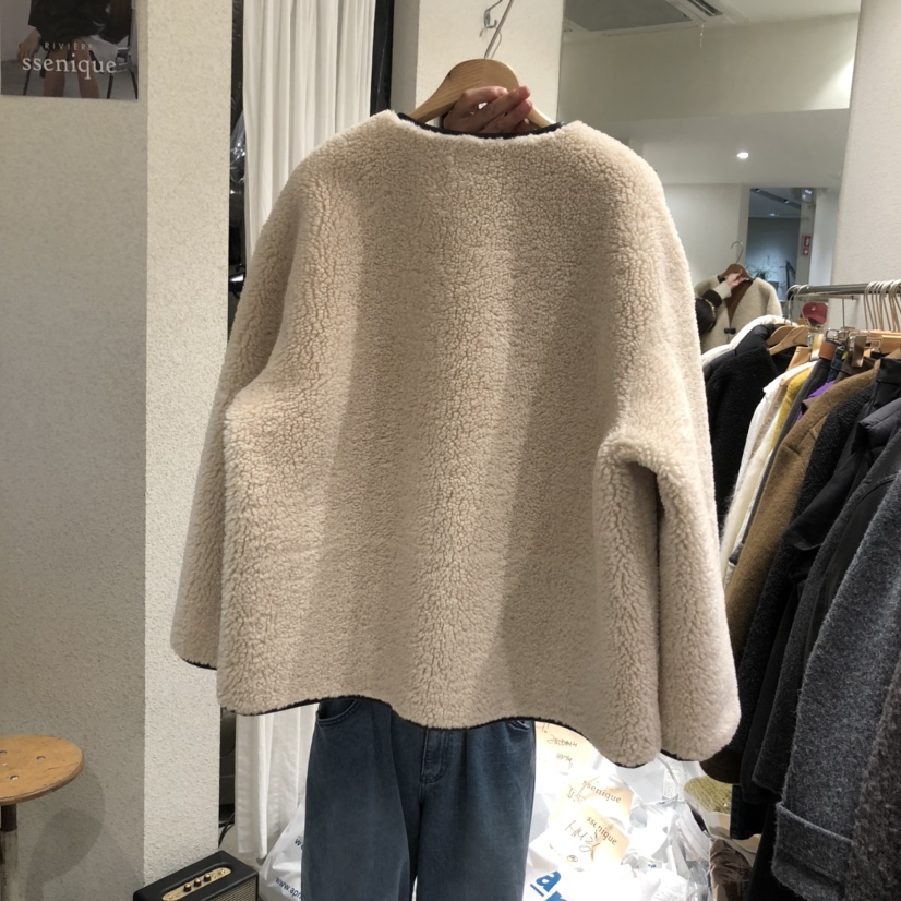 SSEMIENNE東大門㊣代購女裝新品熱賣25秋冬休閑夾克兩面穿羊毛SSENIQUE夾克