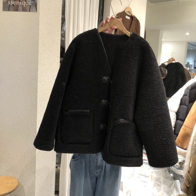 SSEMIENNE東大門㊣代購女裝新品熱賣25秋冬休閑夾克兩面穿羊毛SSENIQUE夾克圖色2