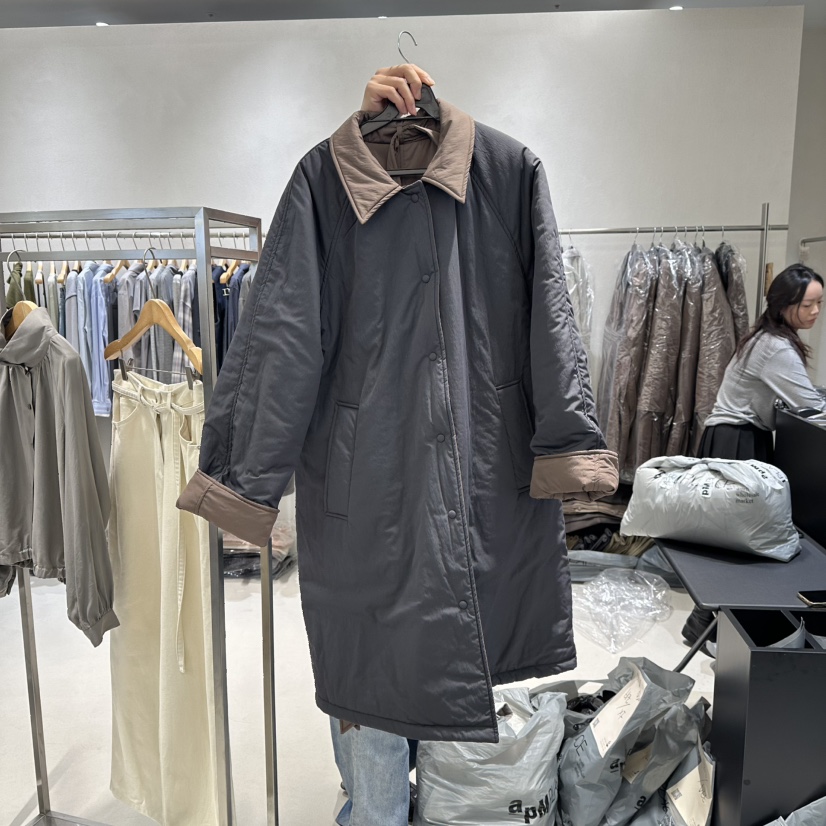 OVU韓國直郵㊣女裝新品25秋冬推薦時尚長款羽絨服兩面穿填充OVU長款羽絨服
