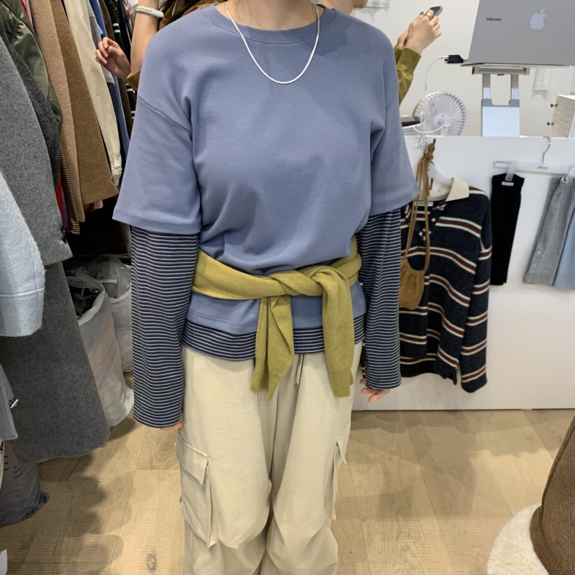 RUMIRU/AWEAR東大門㊣代購女裝新品職業長袖T恤不含配飾假兩件awear/RUMIRU長袖T恤圖色2