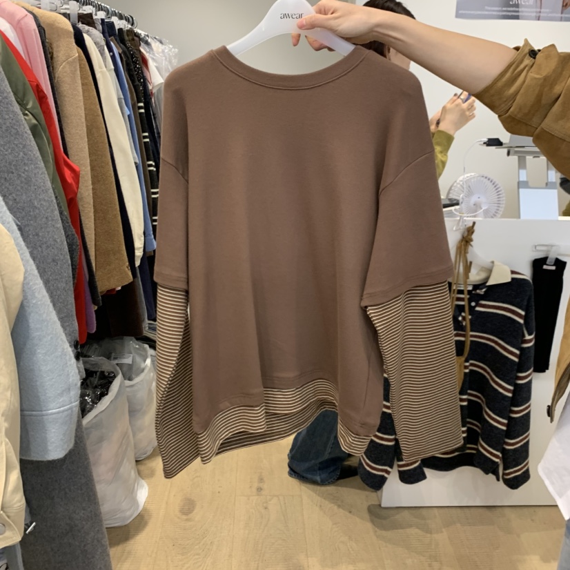 RUMIRU/AWEAR東大門㊣代購女裝新品職業長袖T恤不含配飾假兩件awear/RUMIRU長袖T恤圖色3