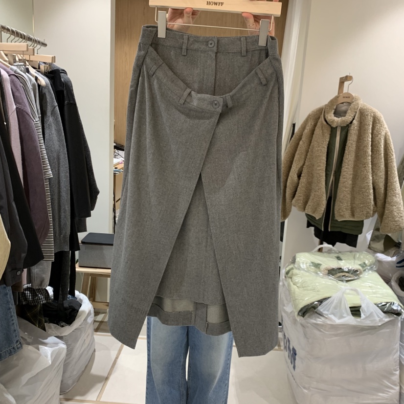 HOWFF韓國代購㊣女裝新品25秋冬推薦真品人氣半身裙中短裙雙層HOWFF半身裙/中短裙圖色2