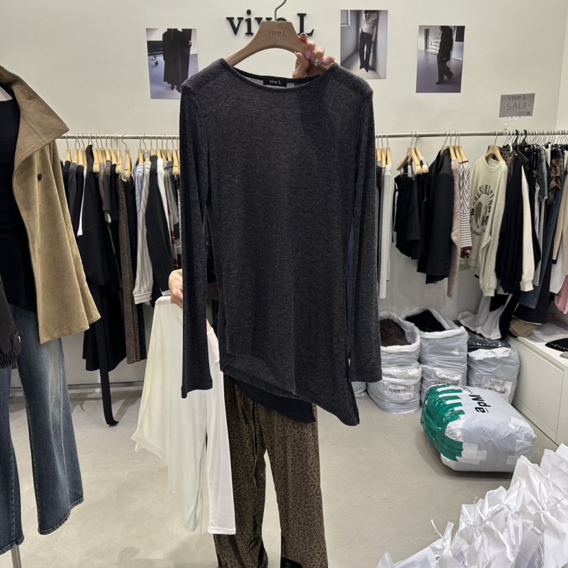 VIVEL韓國代購㊣女裝新品真品25秋冬推薦休閑熱賣時尚長袖T恤VIVEL長袖T恤圖色2