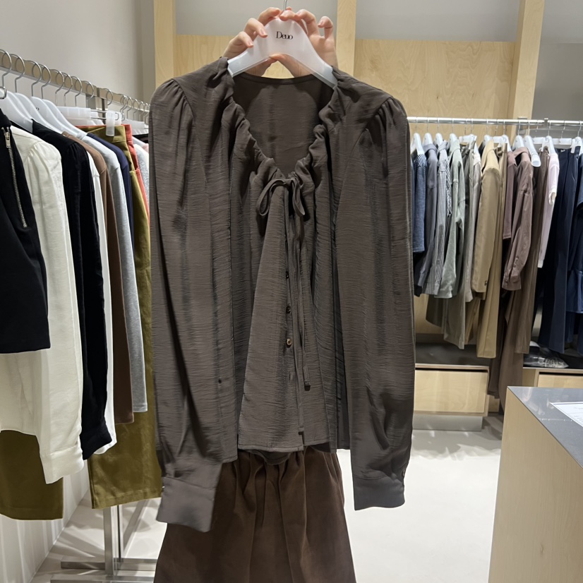 DEUO韓國直郵㊣女裝新品推薦真品25秋冬職業休閑襯衫蕾絲衫DEUO襯衫/蕾絲衫圖色2