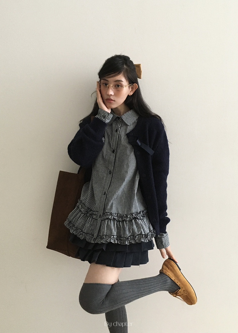 BY CHAPTER東大門㊣直郵女裝新品人氣針織衫不含圍巾蝴蝶結開衫BY Chapter針織衫