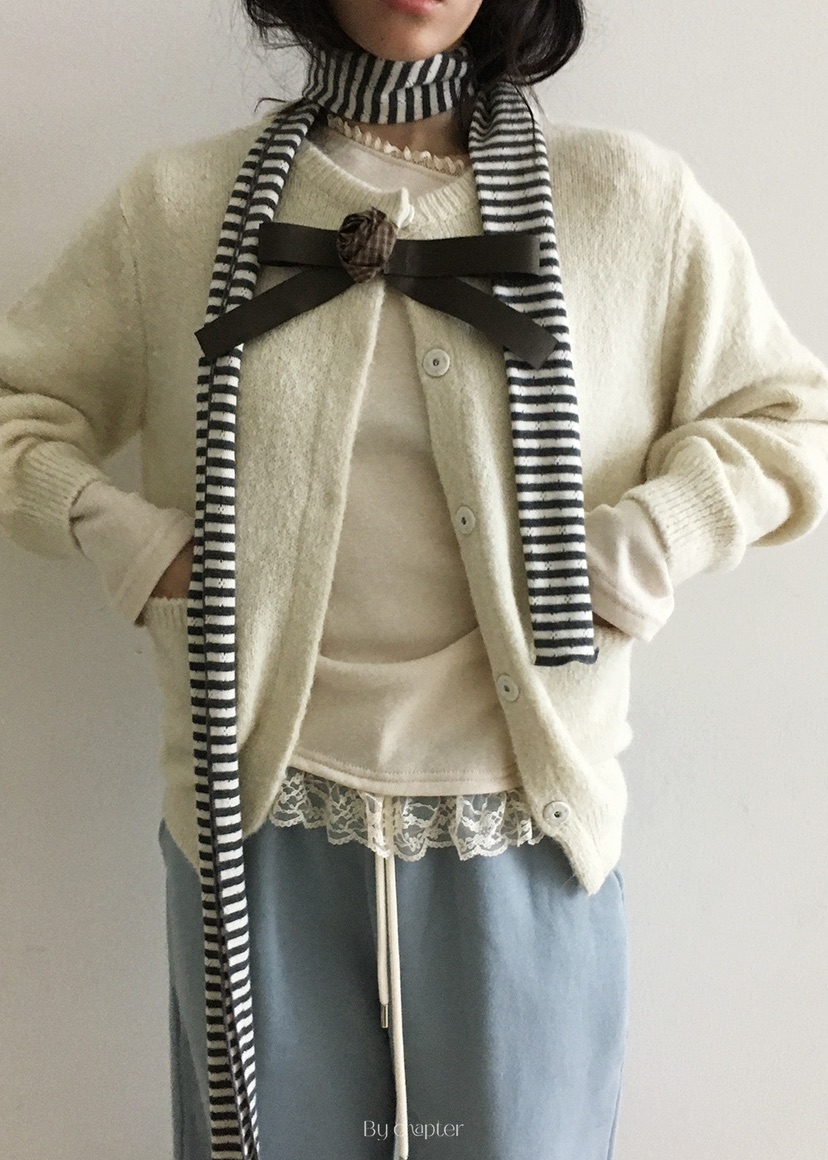 BY CHAPTER東大門㊣直郵女裝新品人氣針織衫不含圍巾蝴蝶結開衫BY Chapter針織衫圖色3