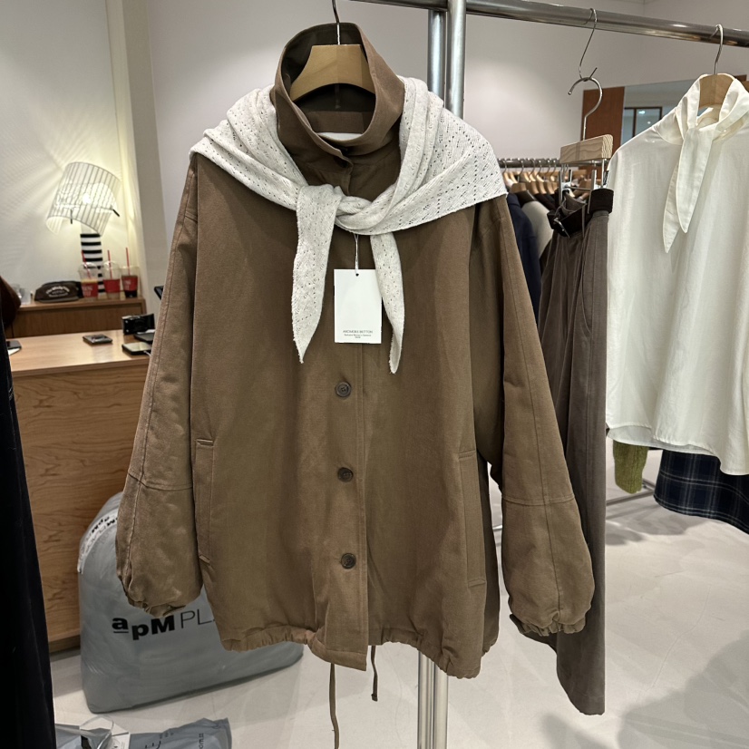 ANDMORE BUTTON東大門㊣直郵女士新款真品25秋冬夾克不含圍巾ANDMORE BUTTON夾克