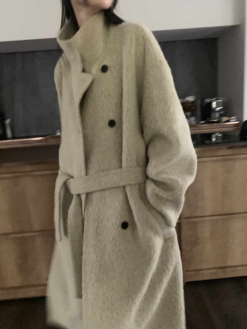 GAMDONG韓國代購㊣女士新款真品熱賣推薦休閑中長款大衣含腰帶GAMDONG中長款大衣