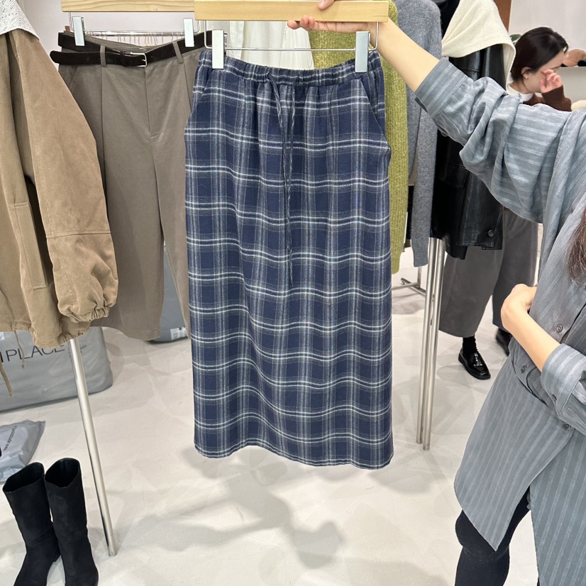ANDMORE BUTTON韓國代購㊣女士新品職業25秋冬推薦時尚長裙ANDMORE BUTTON長裙