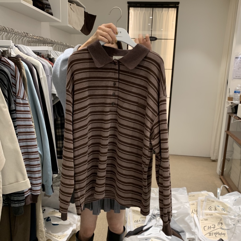 VENIR-a韓國代購㊣女裝新款休閑25秋冬真品推薦職業長袖T恤VENIR-a長袖T恤