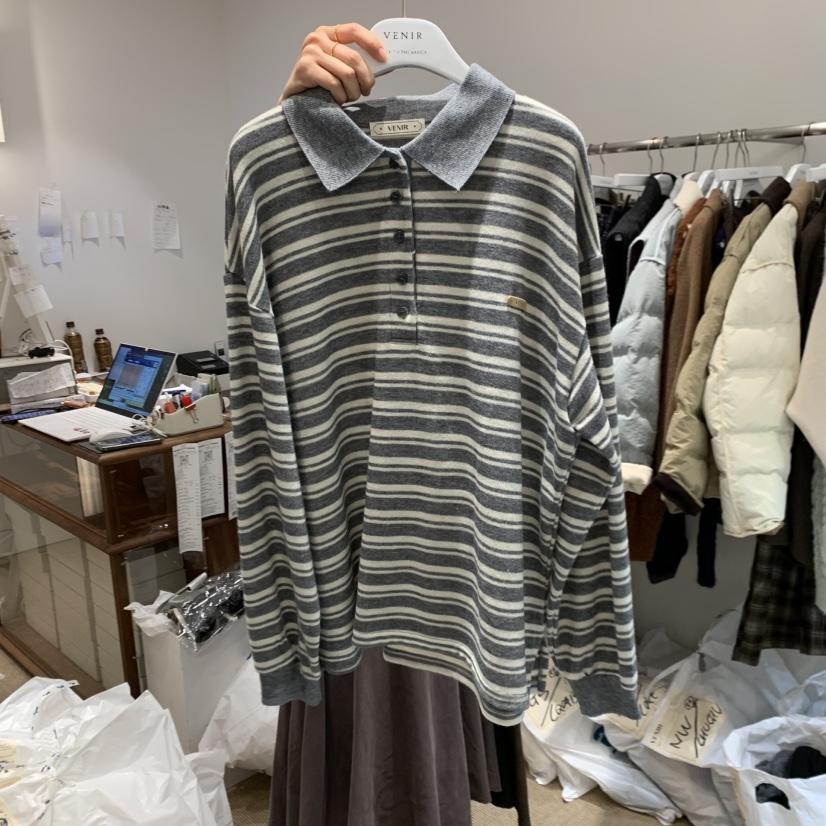 VENIR-a韓國代購㊣女裝新款休閑25秋冬真品推薦職業長袖T恤VENIR-a長袖T恤圖色4