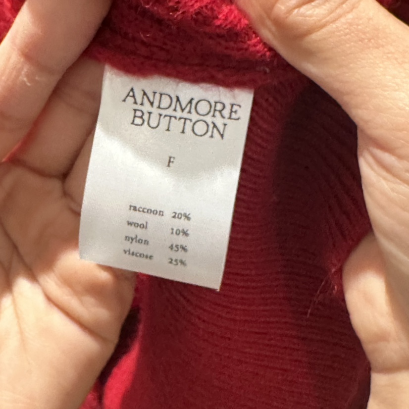 ANDMORE BUTTON東大門㊣直郵女士新款人氣針織衫含脖帶浣熊開衫ANDMORE BUTTON針織衫