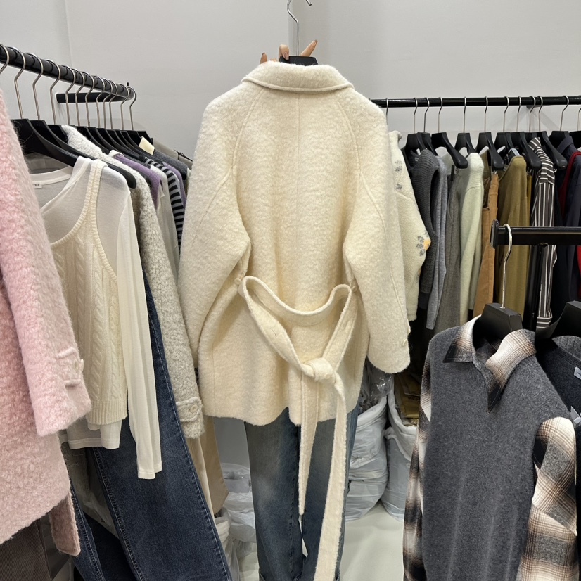 MUSHROOM EFFECT韓國直郵㊣女士新品熱賣中長款大衣含腰帶MUSHROOM EFFECT中長款大衣
