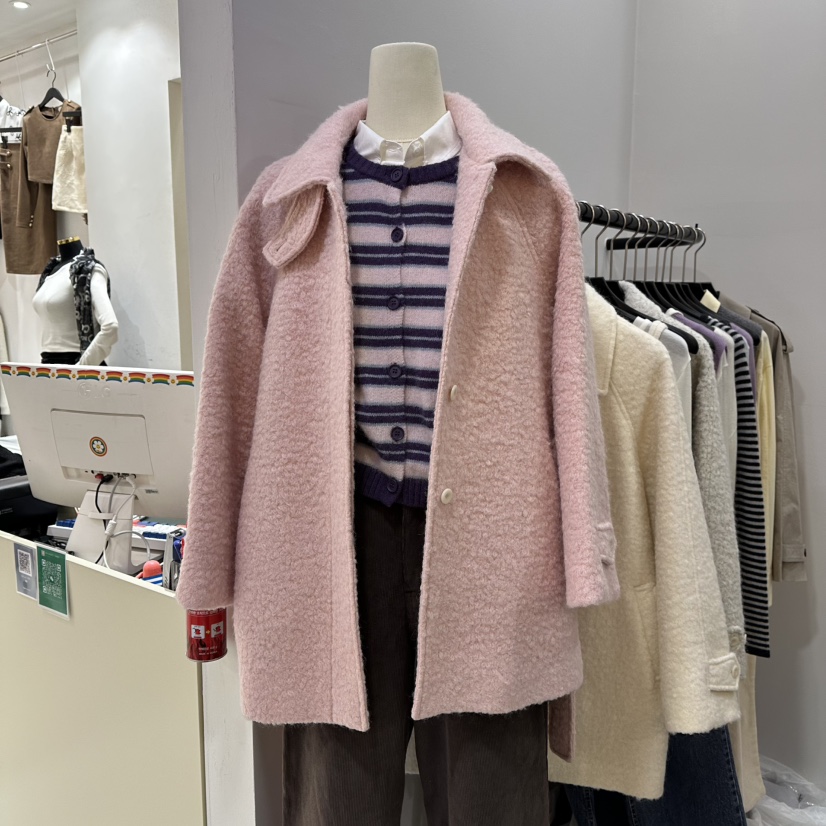 MUSHROOM EFFECT韓國直郵㊣女士新品熱賣中長款大衣含腰帶MUSHROOM EFFECT中長款大衣