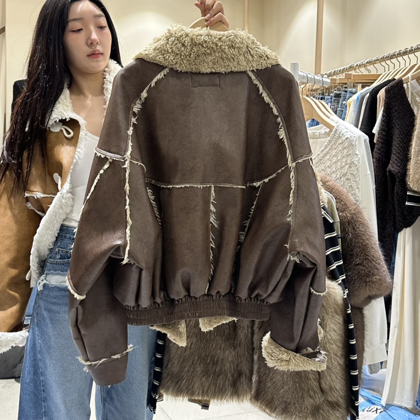 VINTAGE VIBE韓國直郵㊣女士新品熱賣真品25秋冬休閑夾克皮革VINTAGE VIBE夾克
