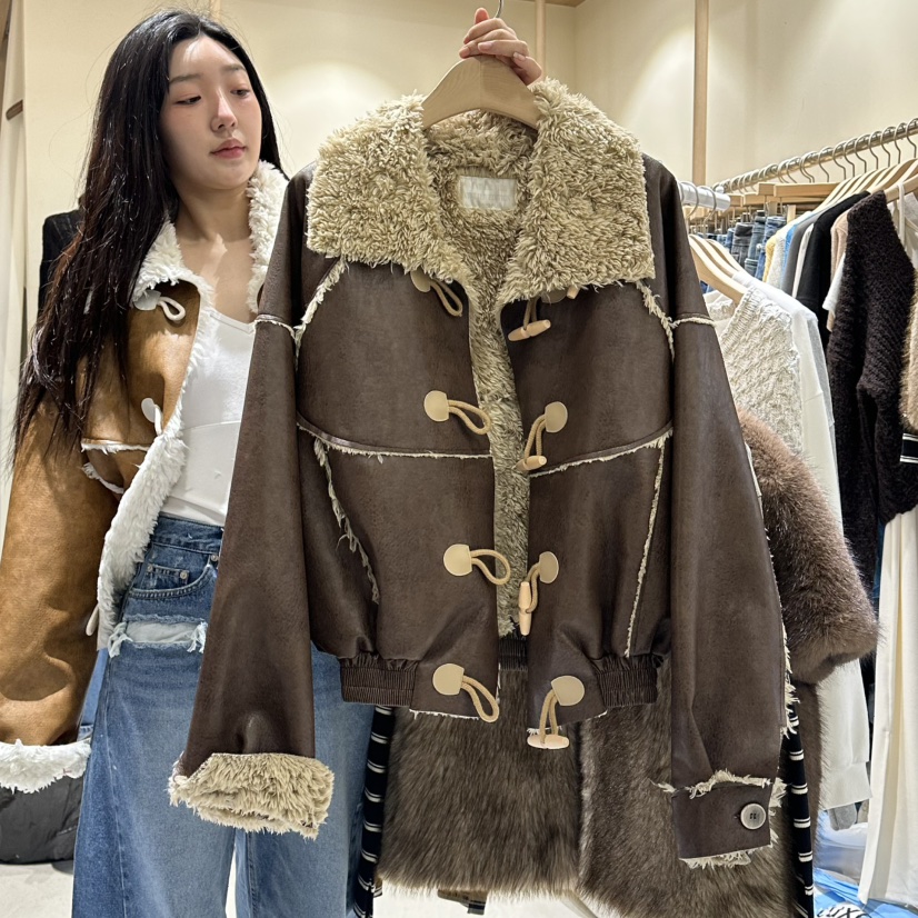 VINTAGE VIBE韓國直郵㊣女士新品熱賣真品25秋冬休閑夾克皮革VINTAGE VIBE夾克圖色2