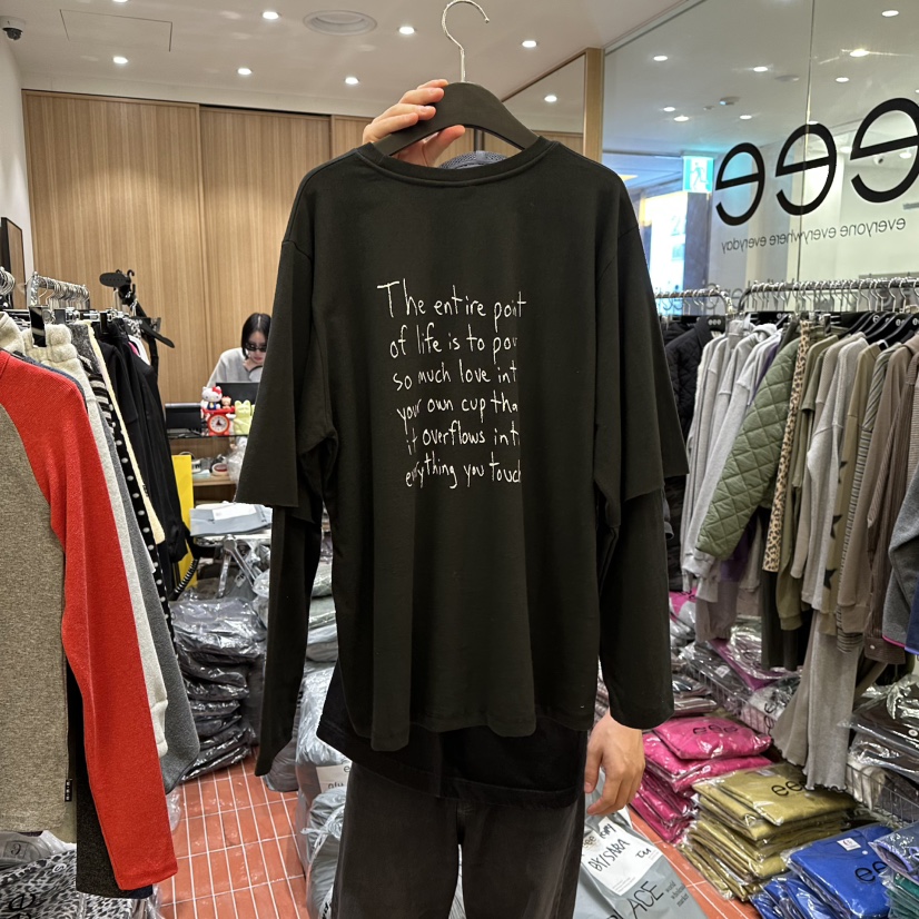 E/E/E東大門㊣直郵女裝新品25秋冬真品時尚推薦休閑長袖T恤E/E/E長袖T恤