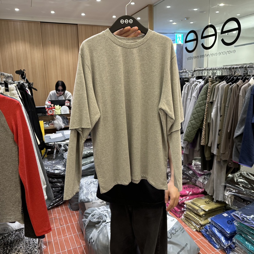 E/E/E東大門㊣直郵女裝新品25秋冬真品時尚推薦休閑長袖T恤E/E/E長袖T恤圖色2