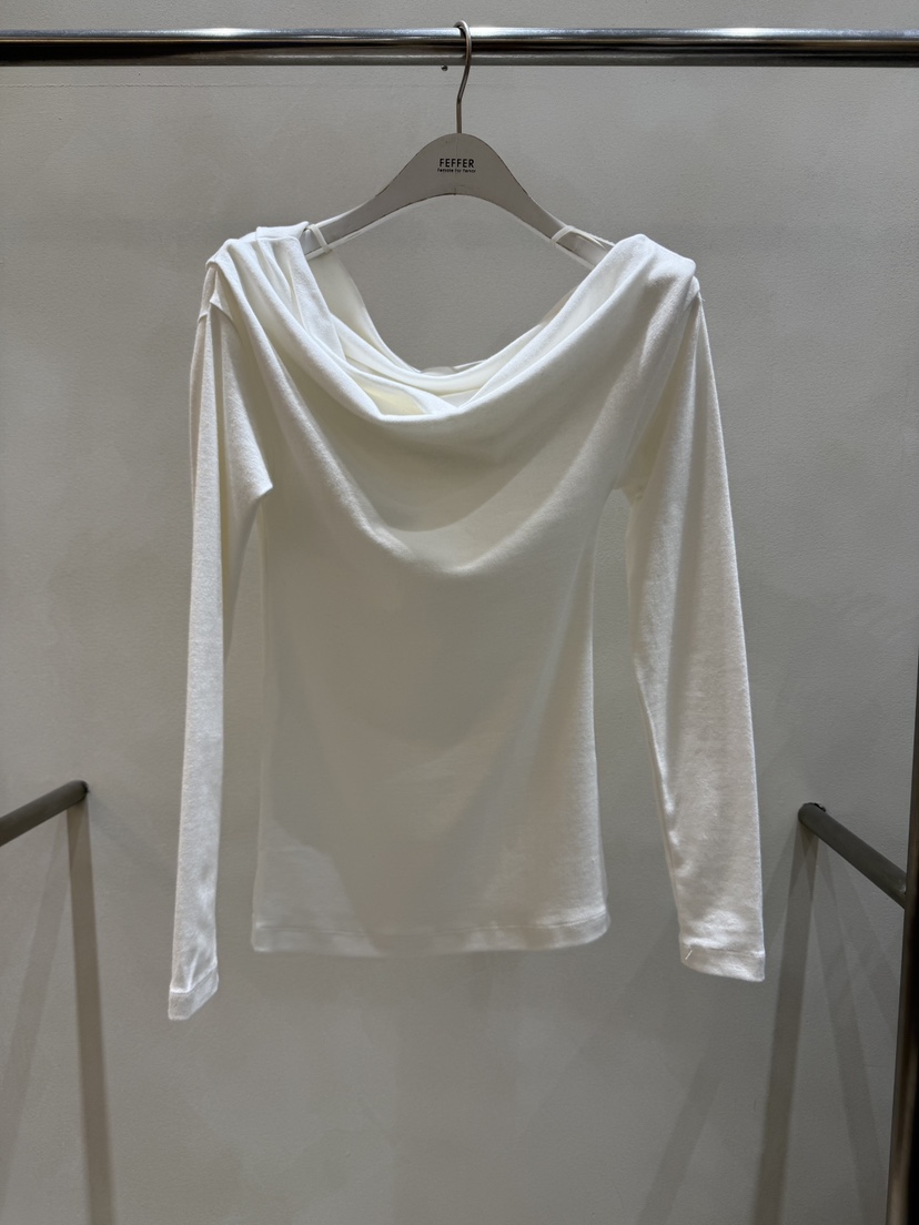 FEFFER韓國代購㊣女士新品25秋冬職業推薦熱賣休閑長袖T恤露肩FEFFER長袖T恤